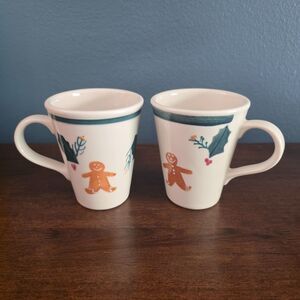 Hartstone Pottery Christmas Gingerbread 5in Tall Mugs Mug - Set of 2 Coffee Tea
